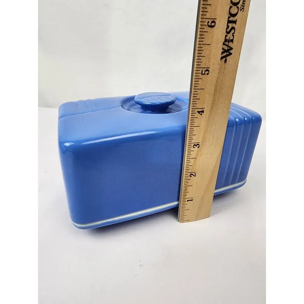 Westinghouse Hall Covered Lg Wide Butter Dish fits 1lb Cornflower Blue Art Deco - Picture 9 of 9